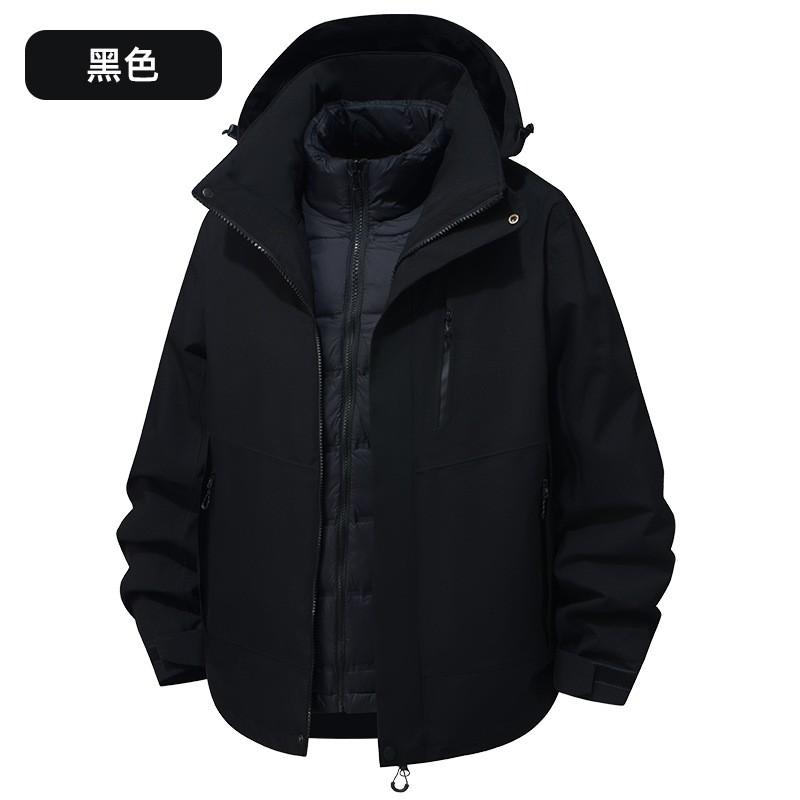 Men Women Winter Waterproof 3-in-1 Detachable Hooded Outdoor Jacket With Down Inner Layer Hiking Skiing Camping