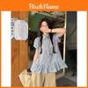College Style Plaid Shirt For Women With Relaxed Fit And Short Sleeves For Summer Casual Wear