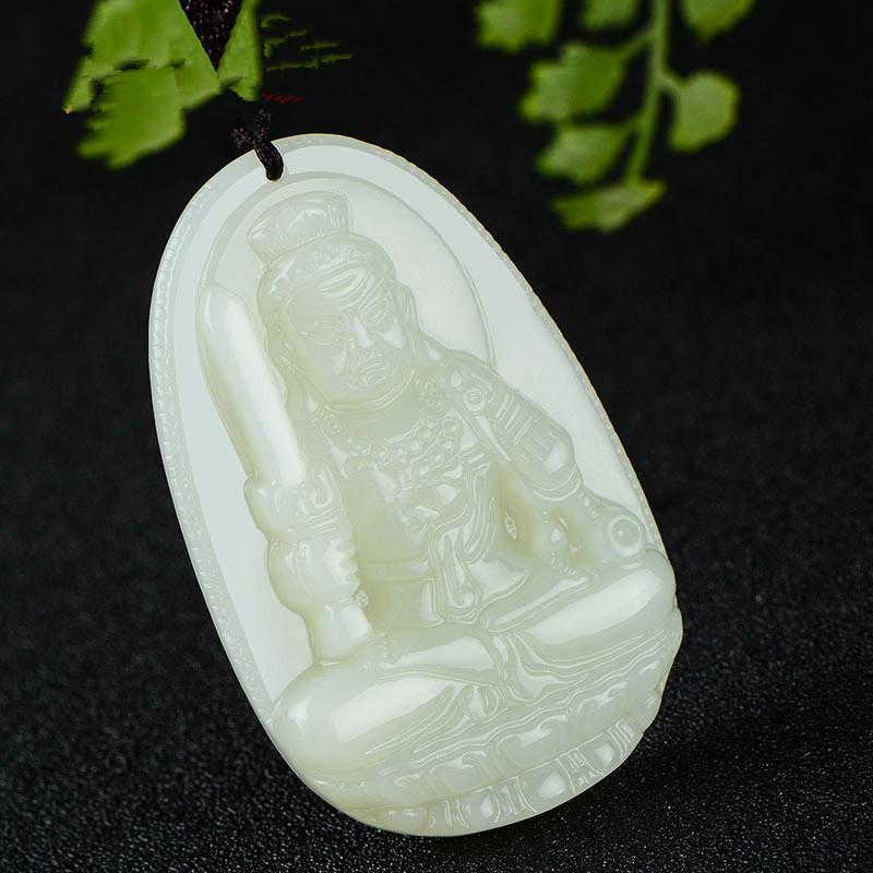 Wisiorek z nefrytu Hetian Ośmiu Świętych Opiekunów Wisiorek z Buddą Zodiakalnym