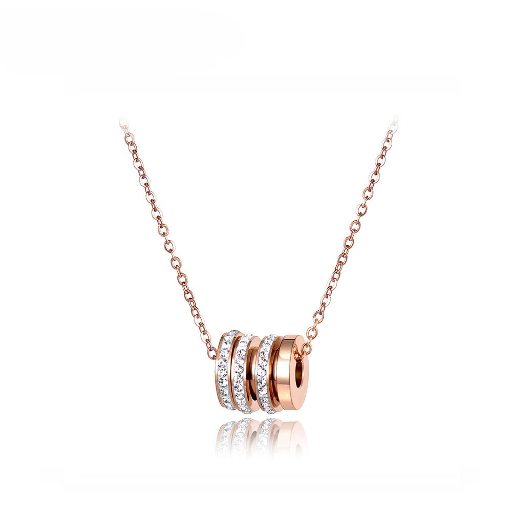 Lokaer Classic Cubic Zirconia Circle Chokers Necklaces Pave Setting Rhinestone Gold Color Stainless Steel Female Jewelry