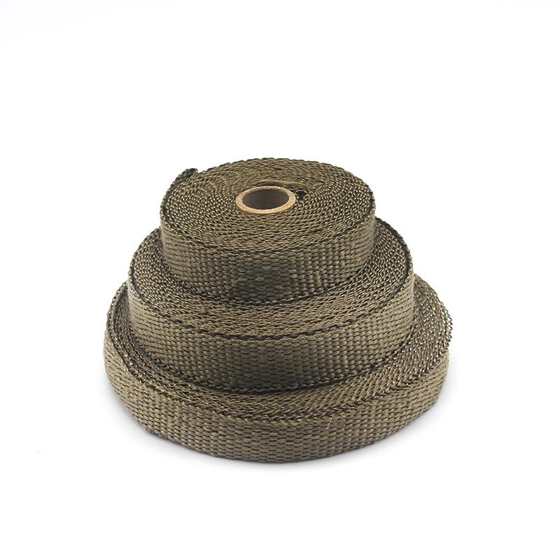 ZSDTRP 25mm*5/10/15M Titanium Exhaust Heat Wrap Roll for Motorcycle Fiberglass Heat Shield Tape with Stainless Ties