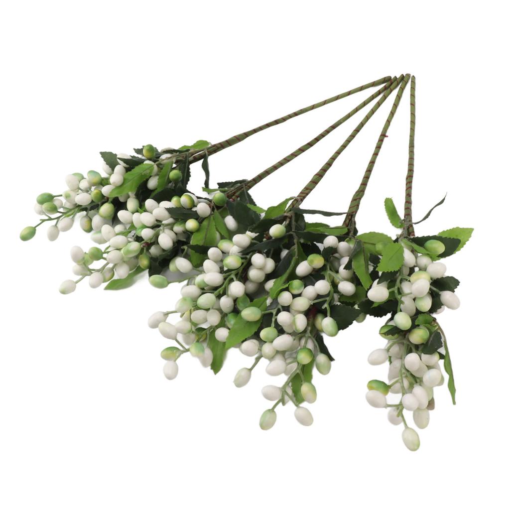 5PCS Artificial Berries Artificial Pip Berry Stems Decoration for Living Room Office White