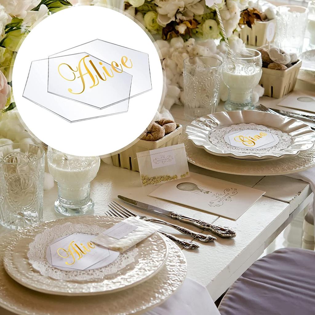 2/4mm Clear Acrylic Place Seat Card Wedding Banquet Blank Hexagon Tile Name Table Number Card for Birthday Party Decoration Sign