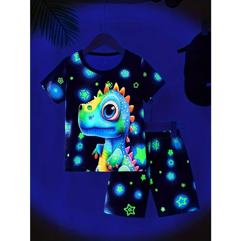 

2025 Милый комплект для двух девочек с флуоресцентным красочным принтом кошек, рубашка с короткими рукавами и шорты, удобный, милый, в стиле принцессы 140