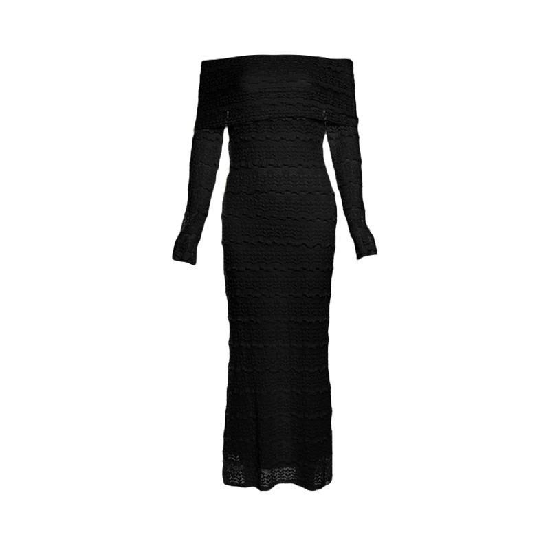Summer New Fashion Temperament Elegant Solid Color Off-the-shoulder Slim and Thin Dress Women