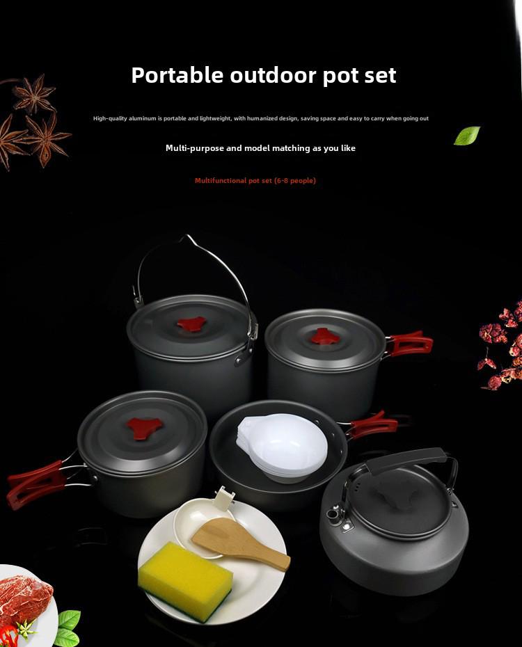 Camping Cookware: Outdoor Pots, Kettles, Frying Pans, Cookware, Camping Equipment, Portable Kitchen Utensils, Camp Cookers, Cassette Stoves.