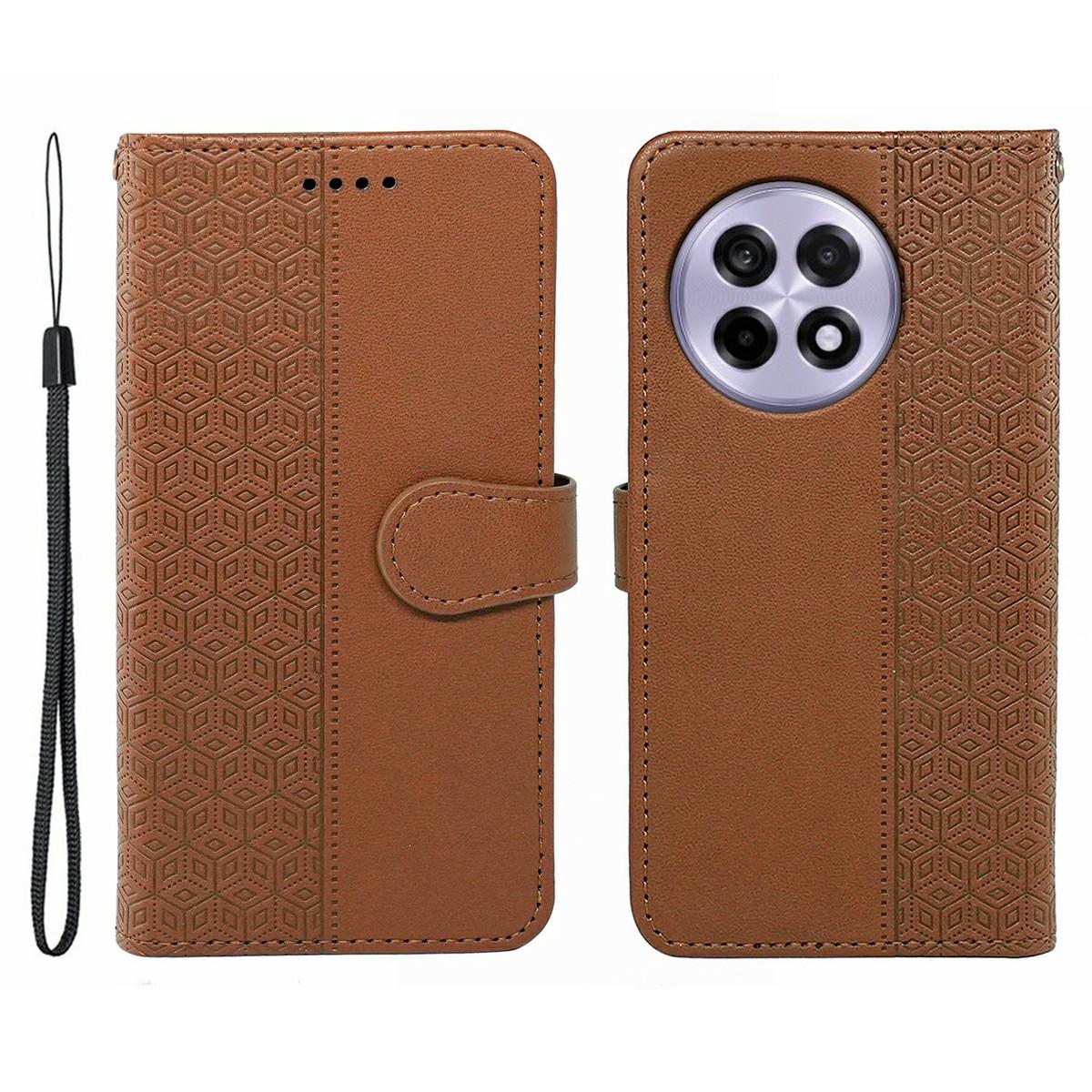 

Чохол для телефону для OnePlus 13R 5G/Ace 5 5G/Ace 5 Pro 5G Захист від подряпин Склейка Тиснений Ромбоподібний Шкіряний Чохол Brown