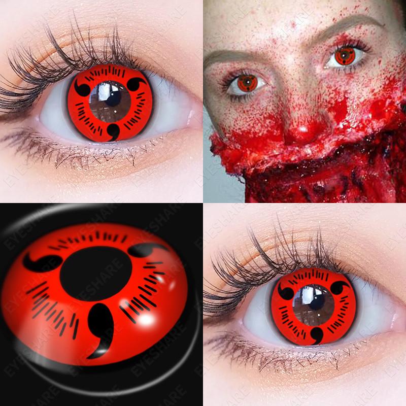 Eyeshare 1 Pair Red Cosplay Contact Lenses for Eyes Halloween Eye Makeup Lens Crazy Cosplay Party Accessories