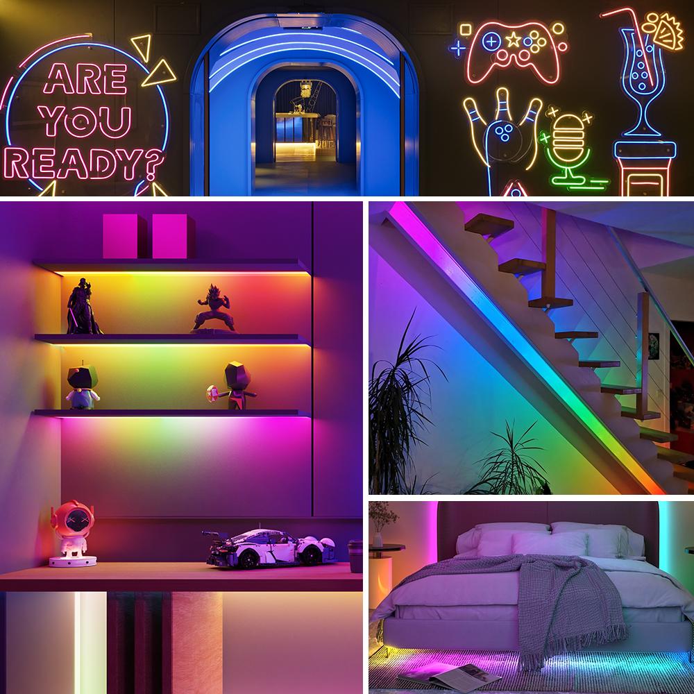 WS2812B WS2811 DC5V Round Reticulate Pattern Neon LED Strip 50Leds/m 360 Degree Smart RGBIC Flexible Silicone Light Tape IP67