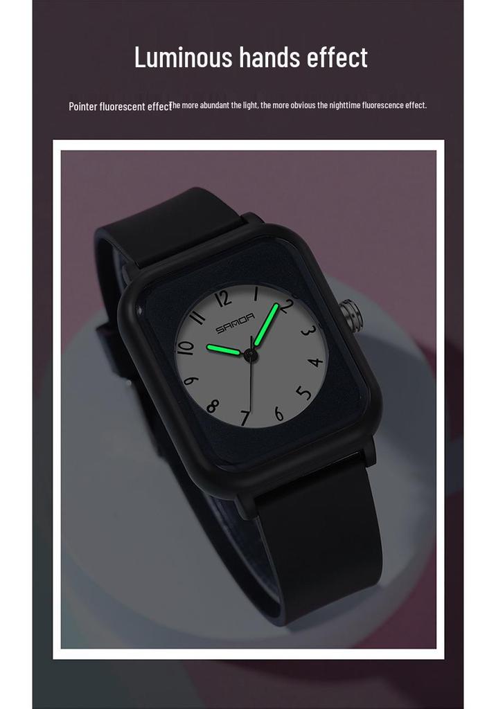 Sanda Korean Style Square Quartz Watch for Men & Women - Luminous, Fashionable Student Design