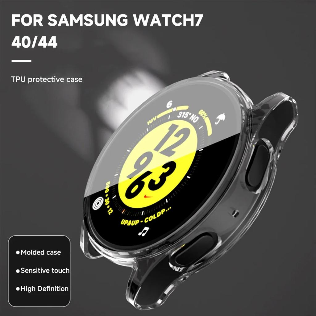 Silikonhülle Glas für Samsung Galaxy Watch 7 40MM 44MM Rundum-Displayschutz Weiche TPU-Schutzhülle Watch7 44mm Hüllen