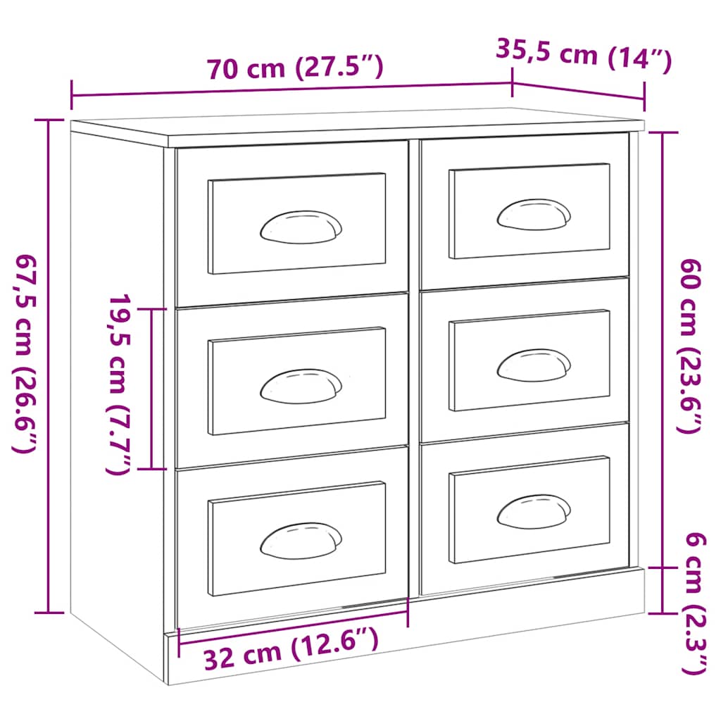Sideboard Concrete Grey 70 X 35.5 X 67.5 Cm Engineered Wood
