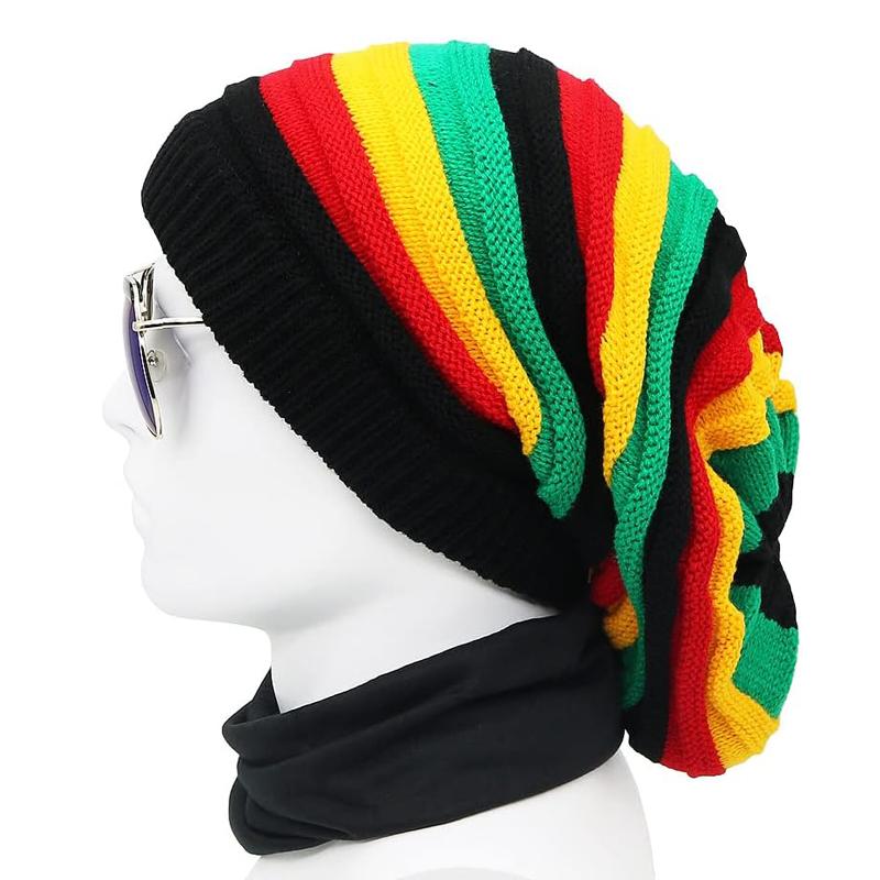 New Unisex Knitted Beanie CapJamaica Rainbow Striped Beanies Hats Winter Warm Hip Hop Punk Reggae Skull Hat Rasta Style Gorro
