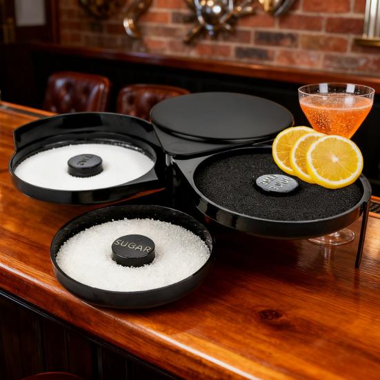 3-Tier Margarita Salt Rim Box for Large Glasses Double Compartment Glass with Juice Sponge Reusable Cocktail Bar Side Essential