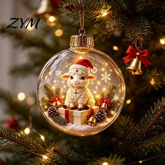 Indoor Outdoor Xmas Decor Glowing Christmas Story Ornament, Light?Up Mini Holiday Scene Hanging Ball with Warm Seasonal Home Accents LED Light,