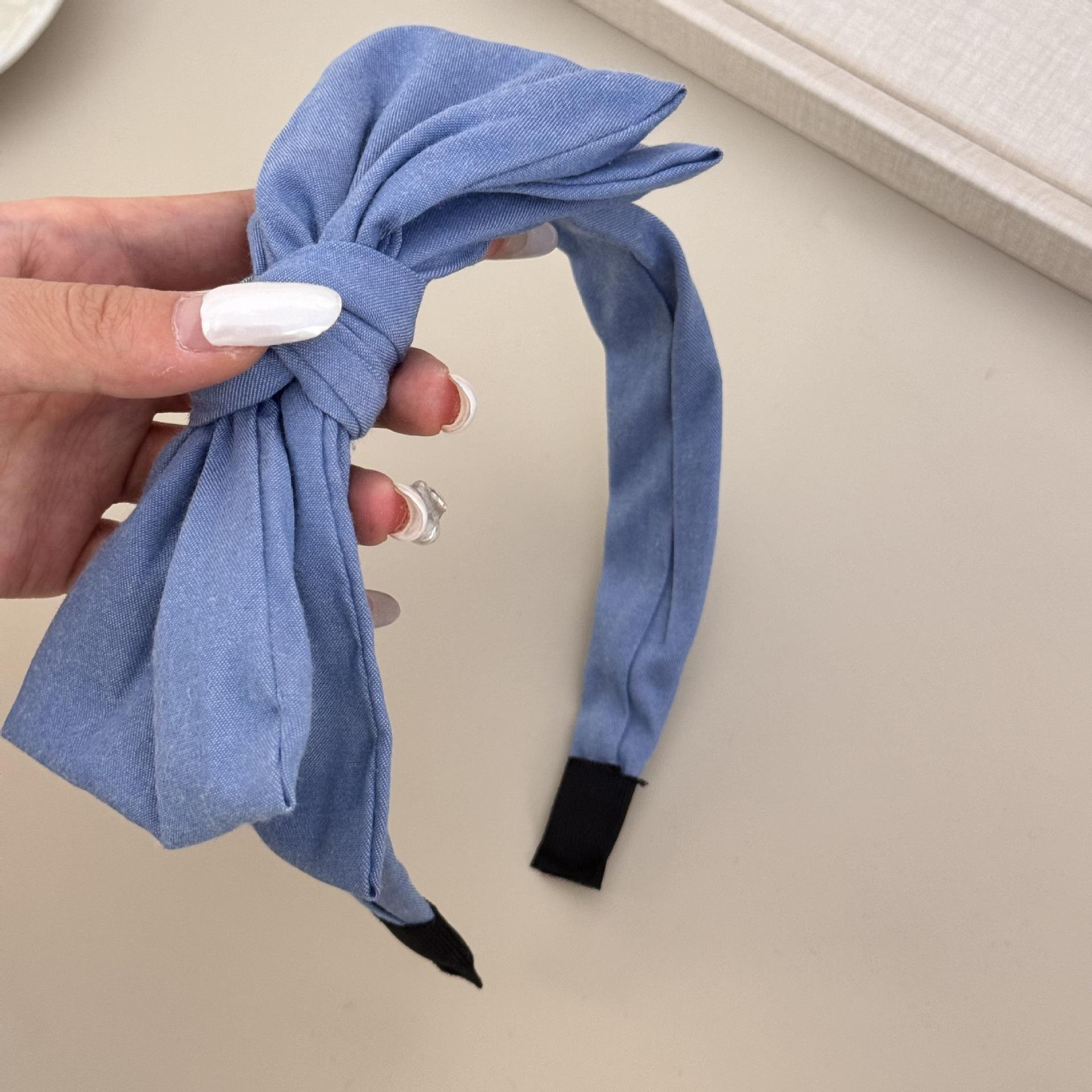 

Корейская версия простого ковбойского двойного банта, повязка для волос женская, модный узел в иностранном стиле, новые аксессуары для старших