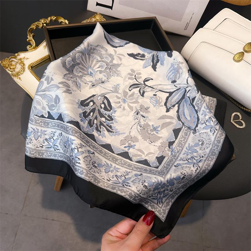 Women's 70cm Leopard Print Silk Scarf - Versatile Square Scarf for Professional and Casual Wear