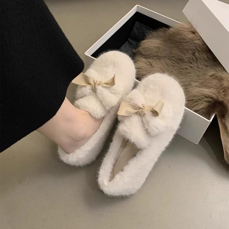 Mao Mao Shoes Women Wear a Pedal Doudou Shoes 2025 New Autumn and Winter Warm Plush Cotton Shoes Flat Cotton Ladyshoes