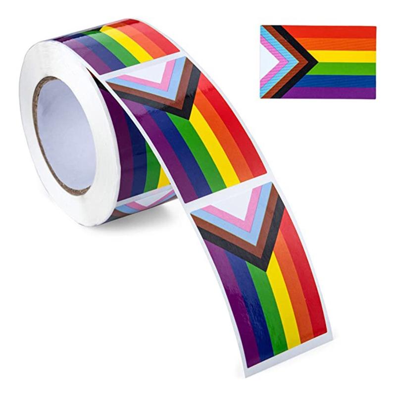 Gay Pride Sticker 500 Stück/Rolle Dekorative Aufkleber für Tasche Tasse Vase Herz-/Quadratform Regenbogenaufkleber Besondere Geschenke