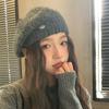 Plush Beret Female Autumn and Winter Warm Bud Painter Hat Big Head Circumference Showing Face Small Knitted Hat Tide