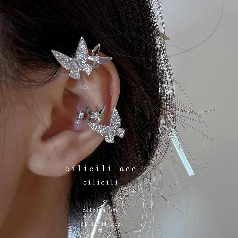 Koreańskie Klipsy na Uszy dla Nieprzekłutych Uszu – Modny Chwost i Perłowy Motylkowy Design dla Kobiet