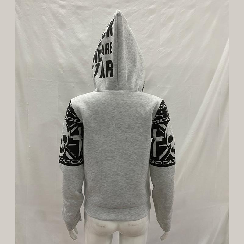 European and American fashion high street Harajuku women's street sexy waist cinched zipper cardigan hooded sweatshirt