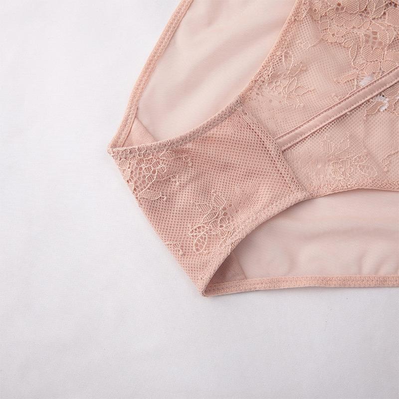 Wholesale French sexy panties ultra-thin hollow mesh lace panties women's bow mid-rise briefs