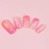 24 Pieces Pink pink love pattern square nail new smudge nail about autumn and winter white  nail wear nail
