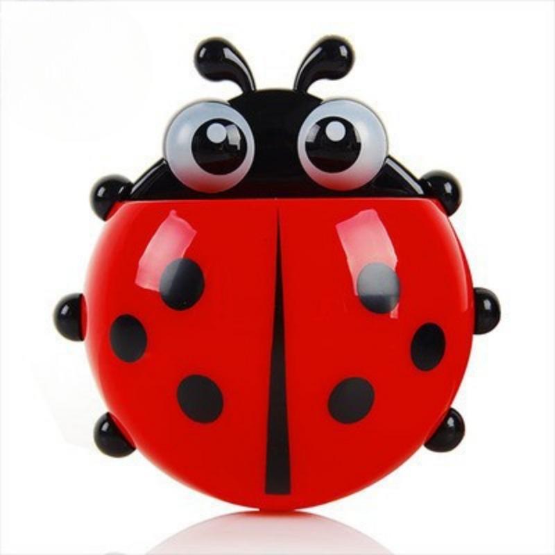 

1pc Ladybug Animal Insect Toothbrush Holder Bathroom Cartoon Toothbrush Toothpaste Wall Mount Suction Cup Rack Container Organizer червоний