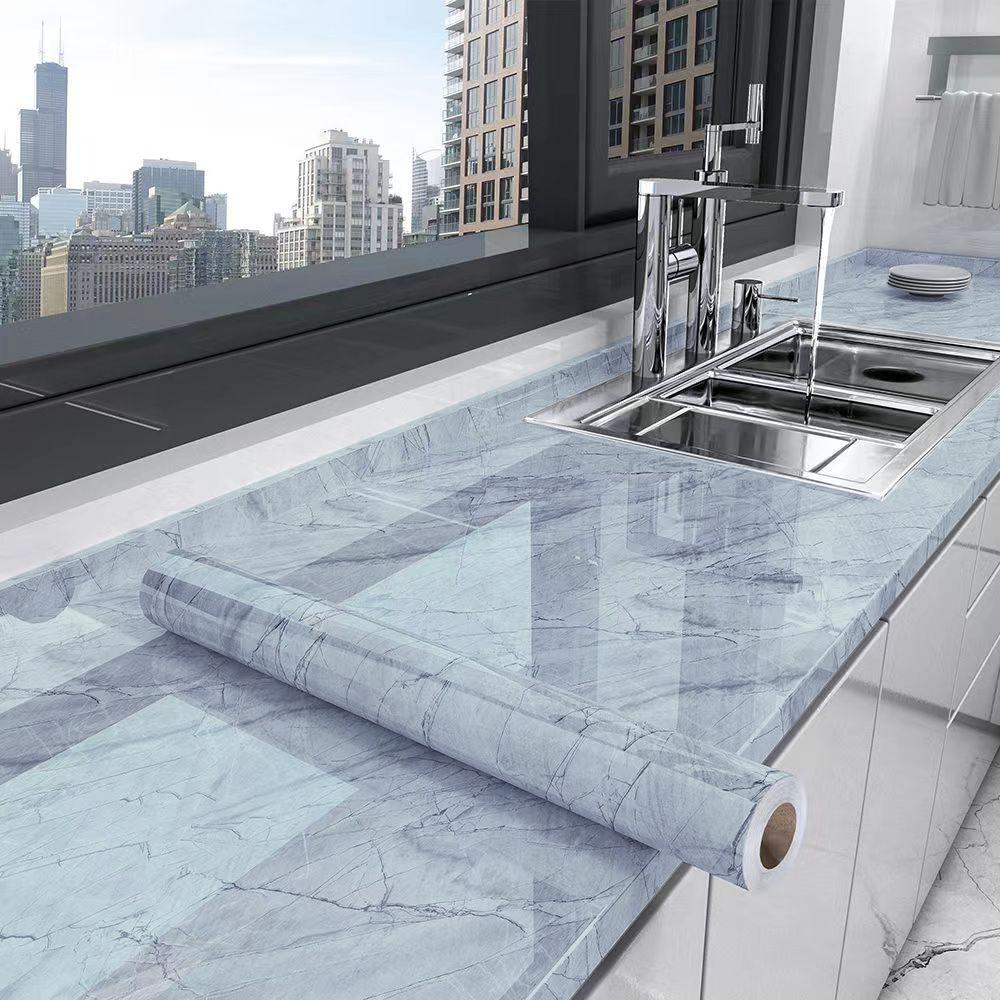 40cm Marble Kitchen Oil-Proof Film Stove 3D Waterproof Self-Adhesive Wallpaper Countertop Cabinet Renovation Tile Wall Stickers
