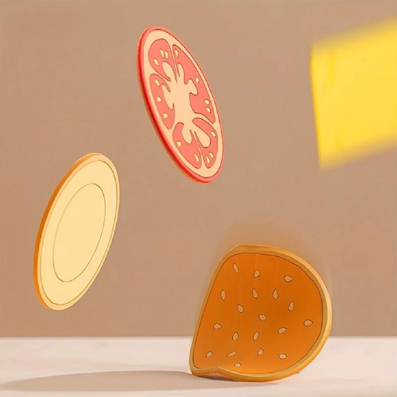 8pcs/set Burger Shape Coaster Creative Cup Pad Silicone Insulation Mat Mug Holder Kitchen Dining Bar Table Decorations Kids Gift