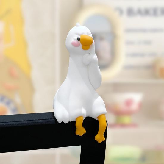 Yousheng 3D Duck Ornament Resin Cartoon Mini Duck Figurine Computer TV Monitor Decoration Collectible for Friends Gift Car Screen Display