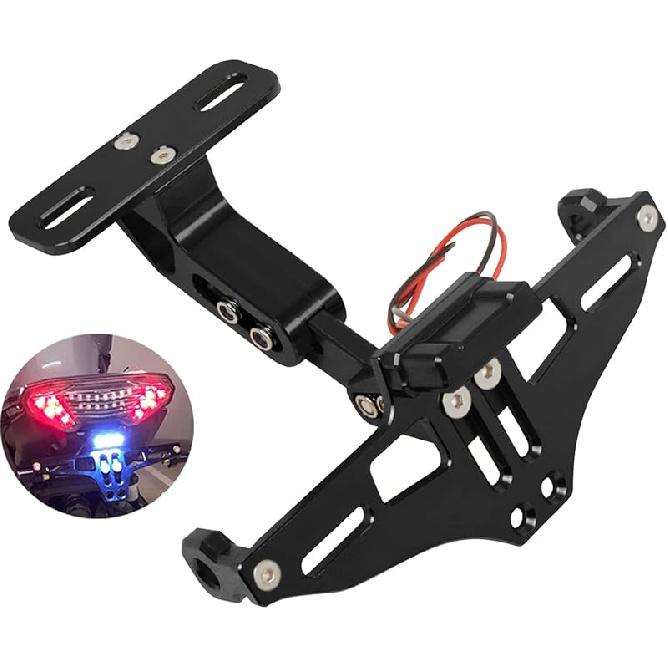 Worldmotop Motorcycle License Plate Bracket Fender Eliminator Kit Universal Replacement For Yamaha Kawasaki Honda Ducati Suzuki BMW Adjustable Light