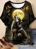 Neues Damen T-Shirt 3D Wolf Druck Rundhals Kurzarm Mode Grafik T-Shirts Lustige Streetwear Tops Y2k Lockeres T-Shirt Damen Kleidung