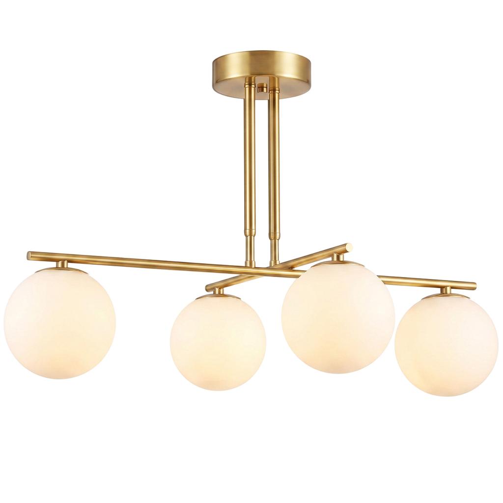 Modern Pendant Light With 4 Globe Shades Height Adjustable And 350 Degree Rotatable White