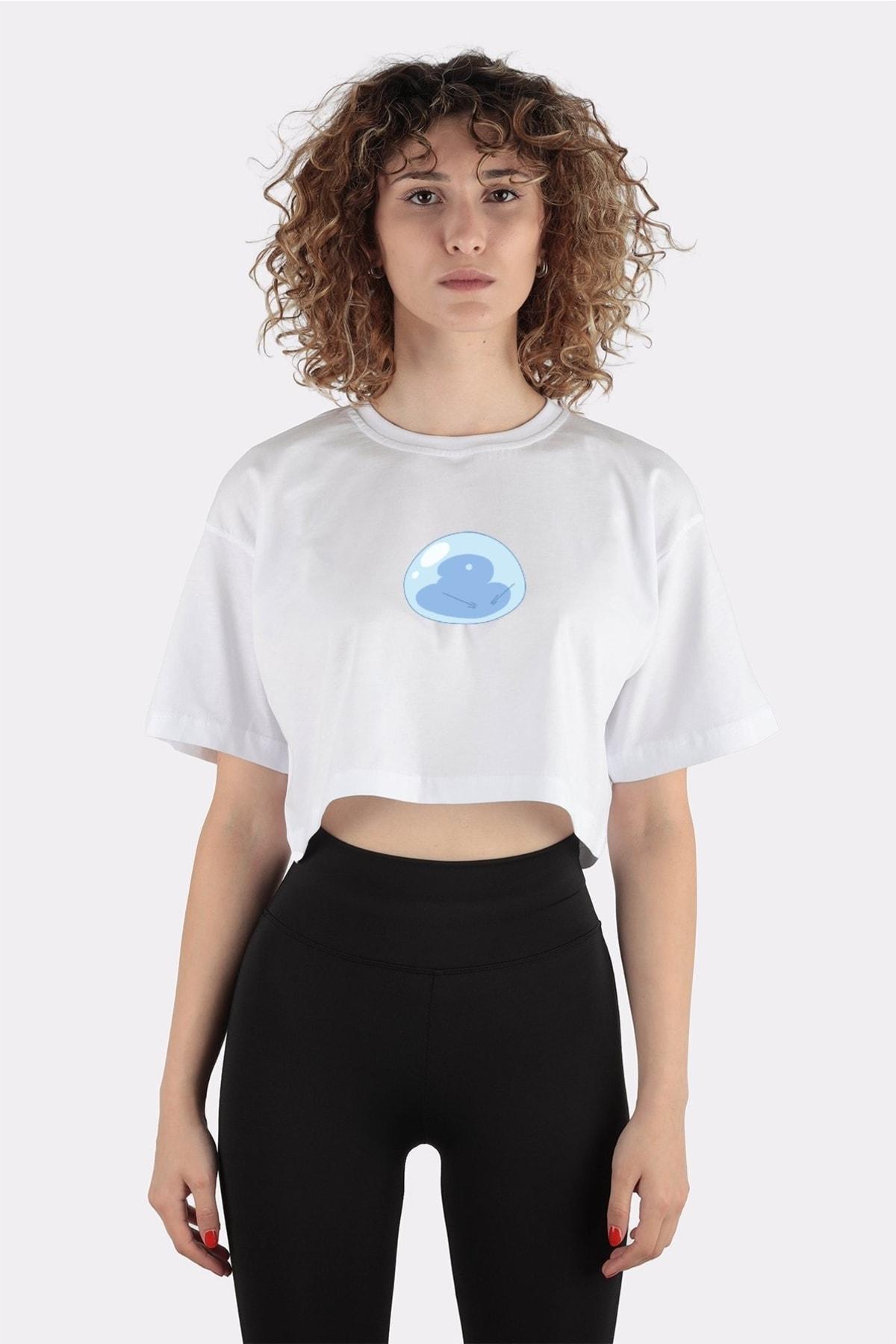 

Beyaz Pamuk Bisiklet Yaka Crop T-shirt