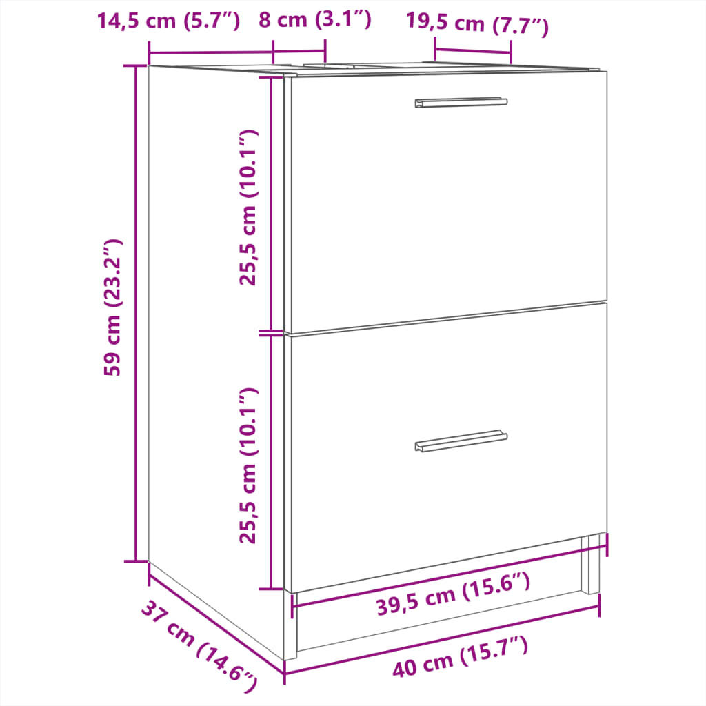 Bathroom Vanity Cabinet Gray Sonoma 40 x 37 x 59 cm Particleboard