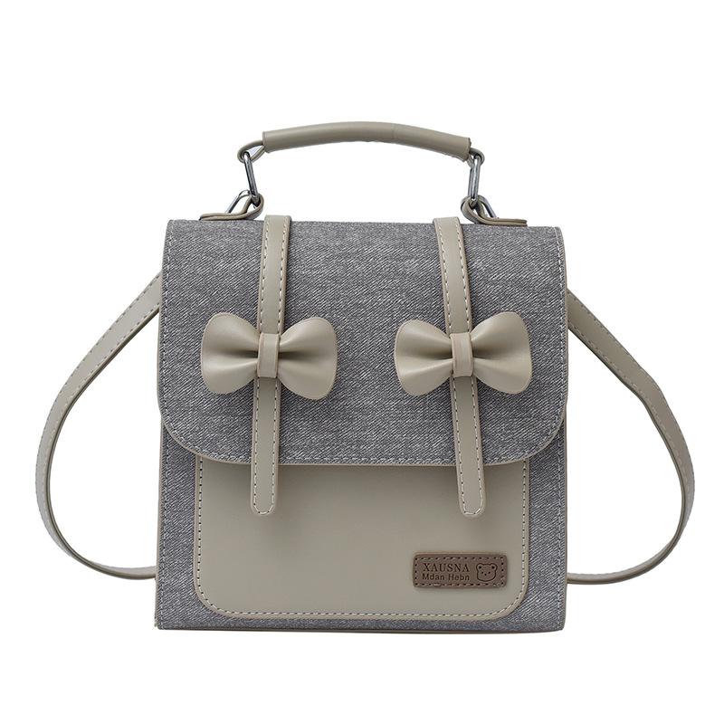 New Bow Fashion Backpack Multi-functional Solid Color Small Backpack Splicing Shoulder Bag
