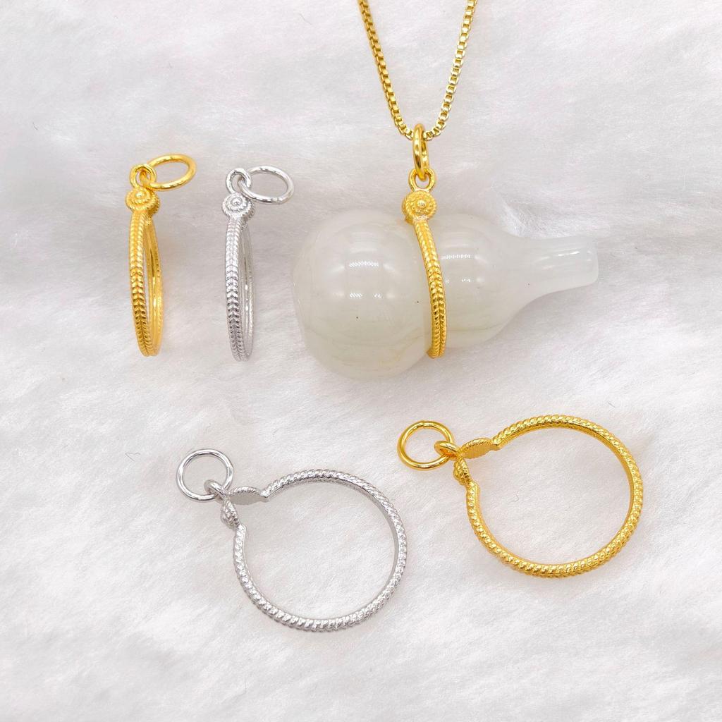 925 Sterling Silver Gourd Pendant Clasp for Jadeite Necklace - Symbol of Fortune and Prosperity