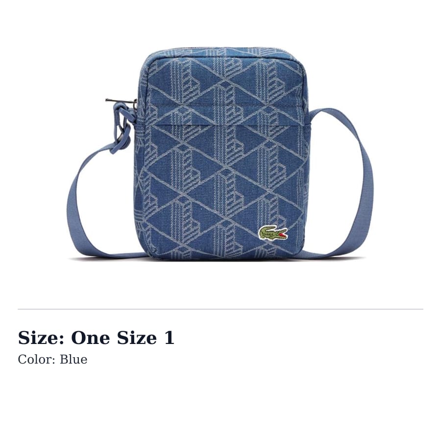 LACOSTE Fabric Shoulder Bag, Crossbody Bag Unisex Blue NU4869NZ-Q74
