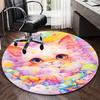 1pc Colorful Kitten Round Carpet Anime Design Chair Mat, Non Slip Rug for Office & Home Decor