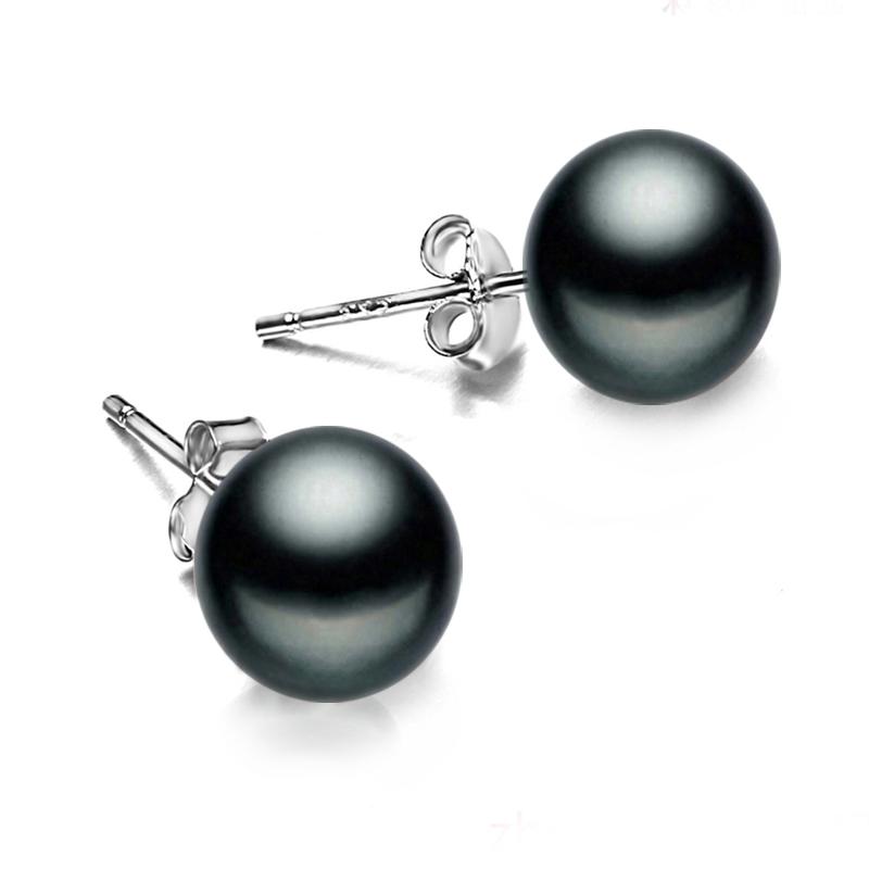 Echte 925 Silber Perlen Ohrstecker für Damen, Natürliche Süßwasser Schwarze Perlen Ohrringe Leveback Geschenk für Frau Mutter Geburtstag
