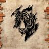 Metal Tiger Wall Sculpture Iron Animal Art Outdoor Indoor Decor for Living Room Yard Balcony Garden