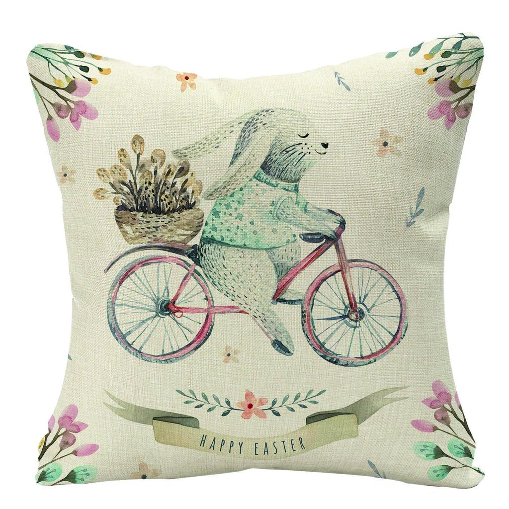 New Easter Bunny Linen Pillow Cover Home Sofa Pillow Cushion Cover