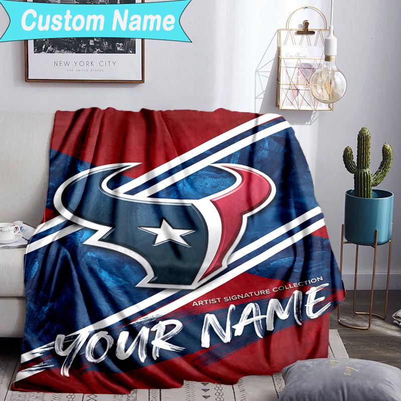 Custom Name Blanket basketball Texans Logo Blanket Bedding Blanket for Travel, Camping, Living Rooms, Offices, Sofas, Fan Christmas gift