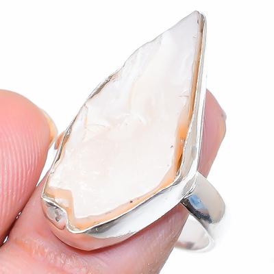 Natural Moonstone Rough Gemstone 925 Sterling Silver Gift Ring Size 7.5 E4l53