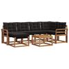 Outdoor Sofa Set with Cushions 7 Pcs Natural and Black