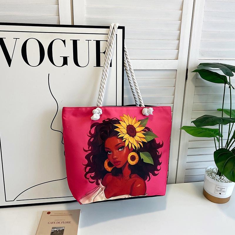 Fashion Versatile Tote Bag New Women's Portable Shopping Bag Creative Women's Printing Aesthetic Beach Bag Women