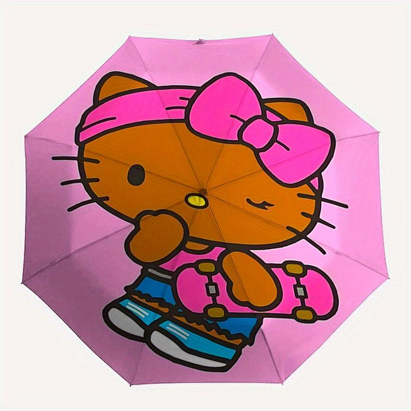 Hello Kitty, Skateboard Automatic Opening and Closing Parasol Compact Travel umbrella with 8 Ribs for Women and Men Ideal Birthday/Christmas