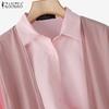 ZANZEA Women Patchwork Turn Down Collar Casual Long Sleeve Blouse